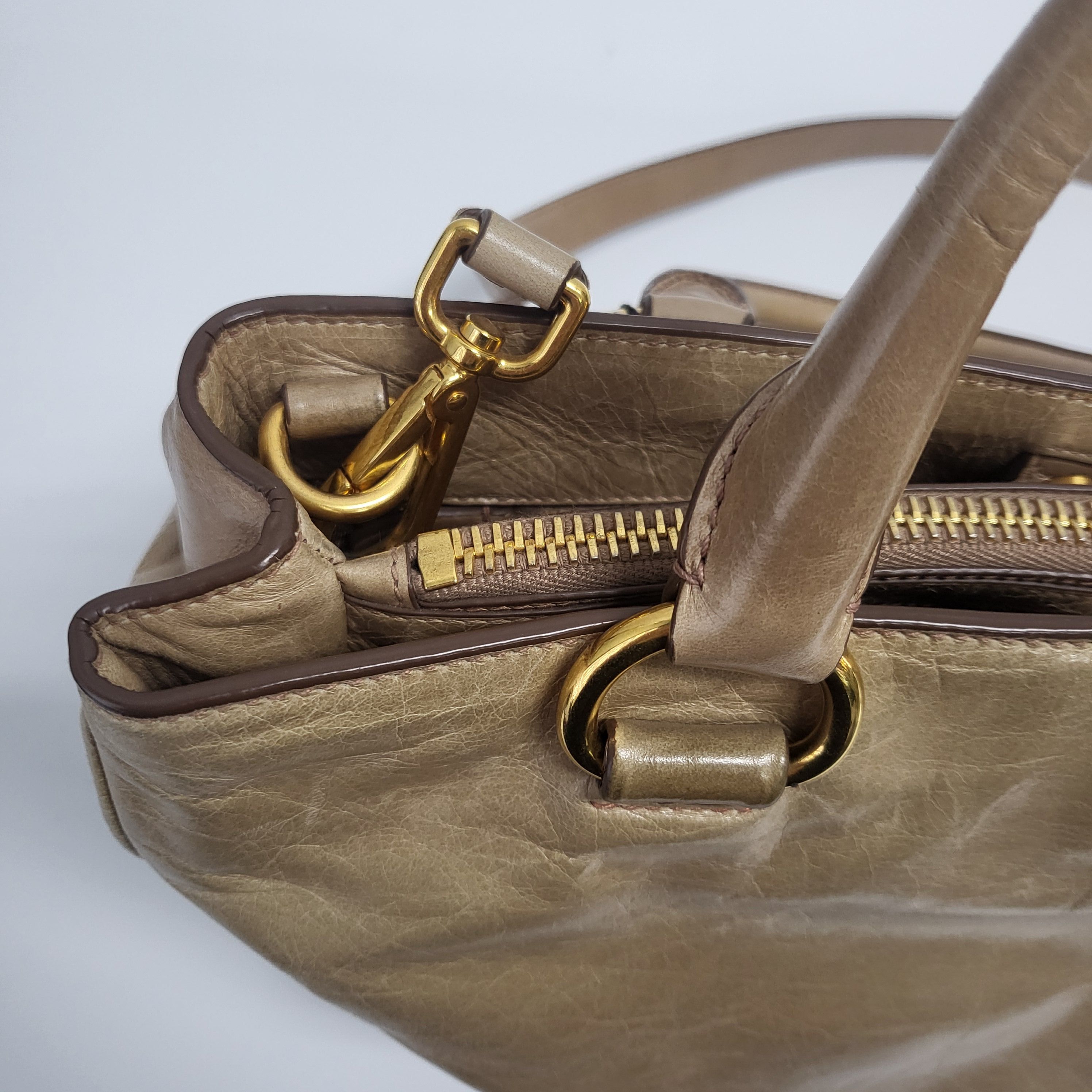 Prada Vitello Shine Gold 2way Tote Bag BN2533 84165090 | eBay