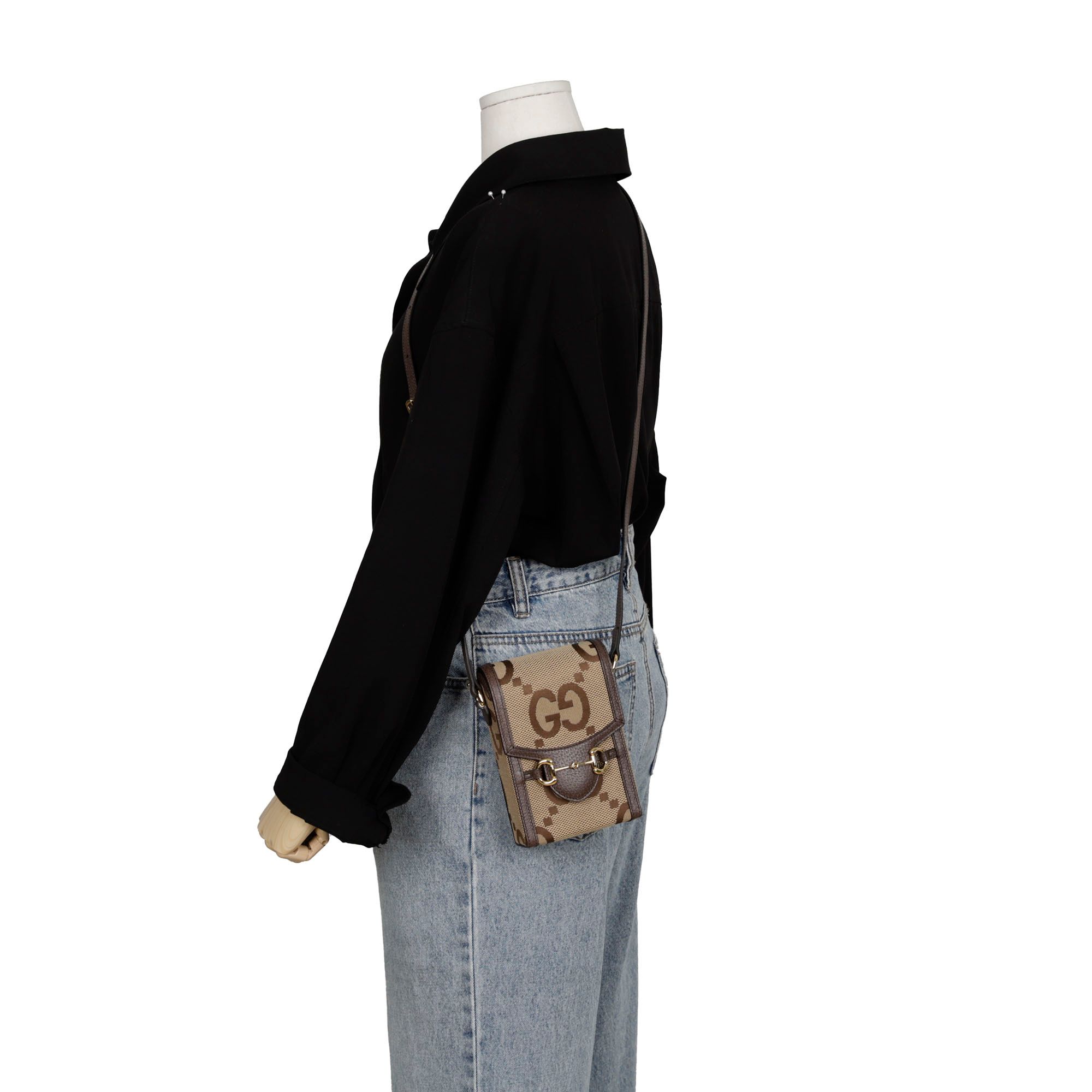 WMNS) Gucci Horsebit 1955 Shoulder Bag 'Beige Ebony' 735178