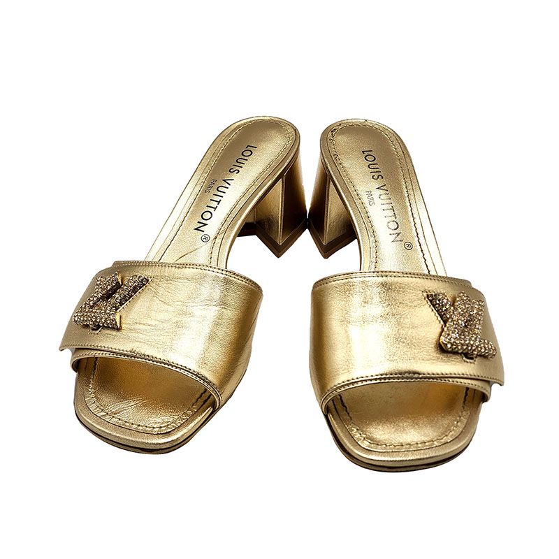 Louis Vuitton Gold Crystal LV Shake Mule 38 93155924 | eBay