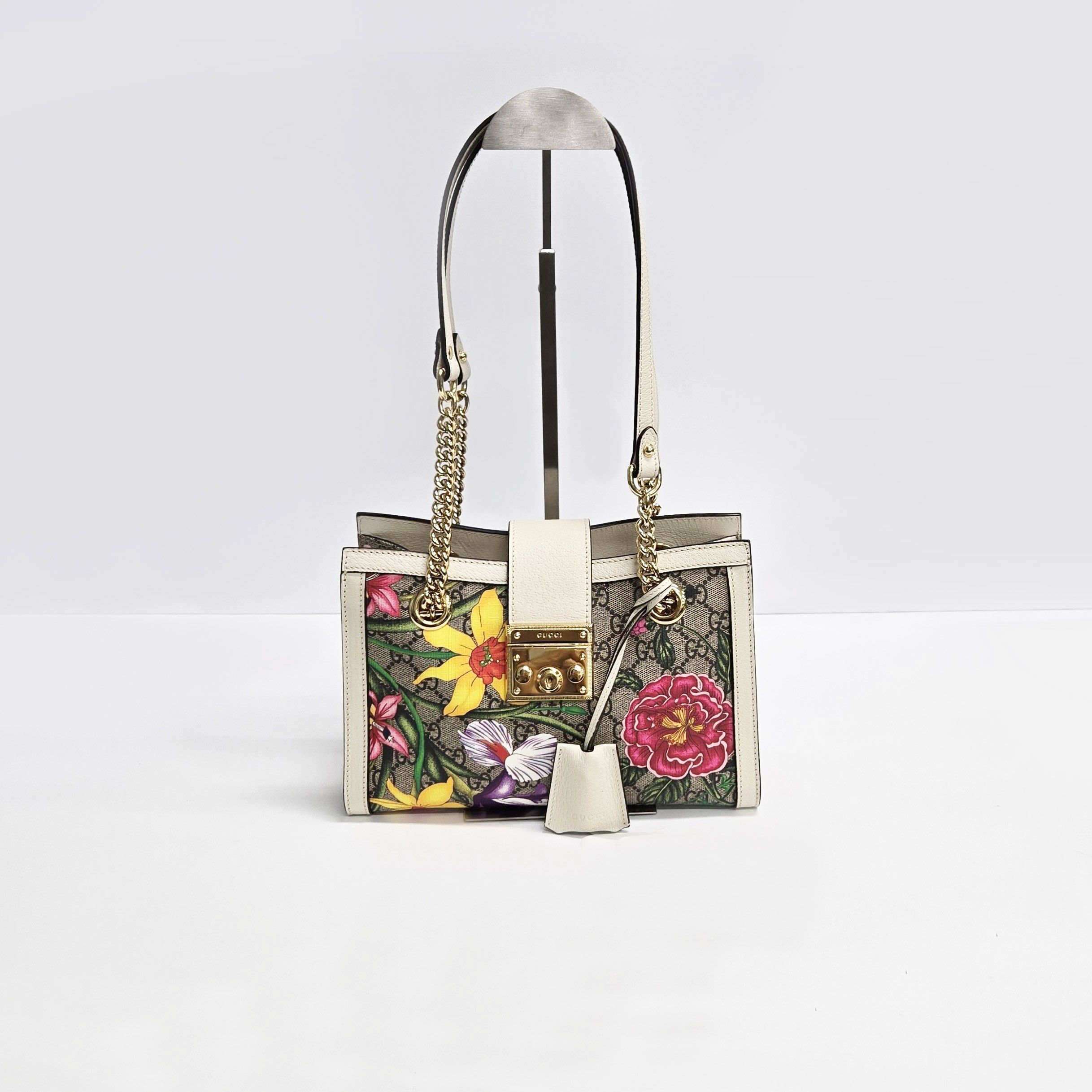 Gucci GG Supreme Flora Canvas Padlock Shoulder Bag 498156