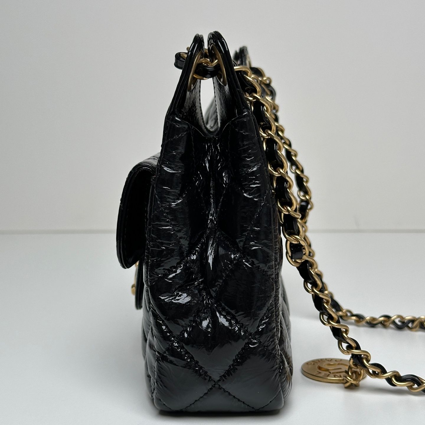 CHANEL Hobo Bag Shiny Black Small AS3710 99085236 | eBay