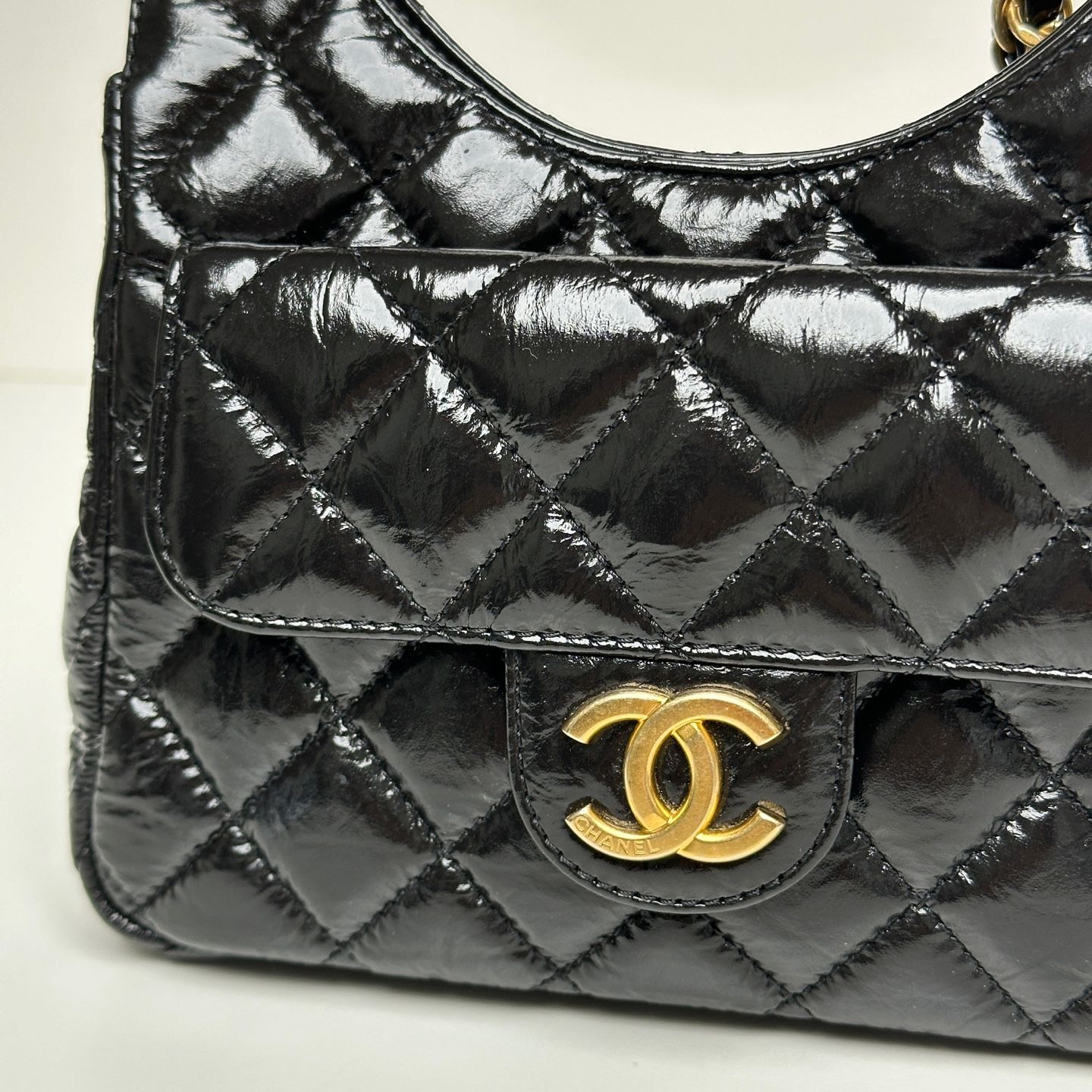CHANEL Hobo Bag Shiny Black Small AS3710 99085236 | eBay
