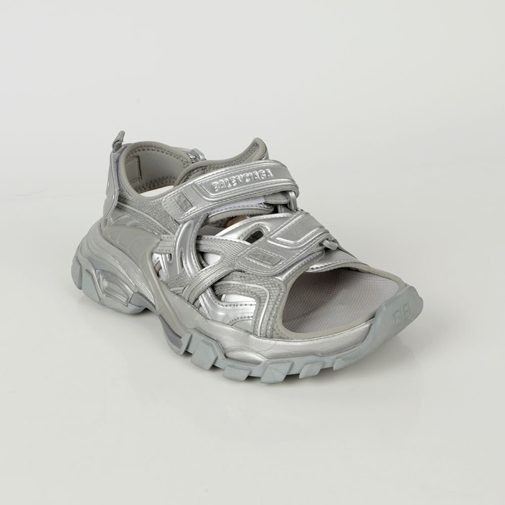 Buy Balenciaga women black & pink track sandals for $480