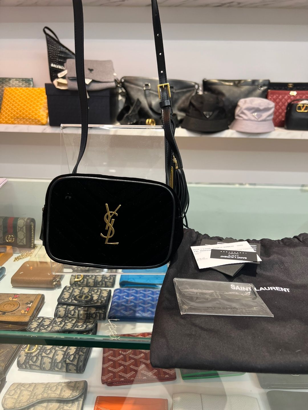 Saint Laurent Ibu Belt Crossbody Bag Velvet Black 534817 Saint Laurent Ibu Belt Crossbody Bag Velvet Black 534817