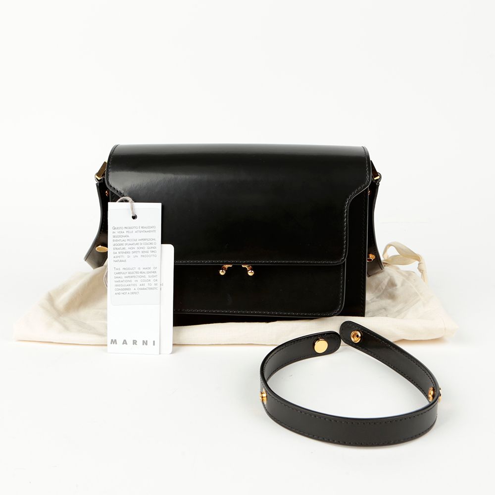 Beige leather shoulder bag with Marni Mending | Marni