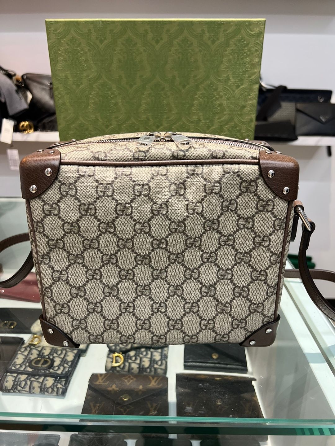 Gucci New 626363 GG Supreme Canvas Squared Trunk Crossbody