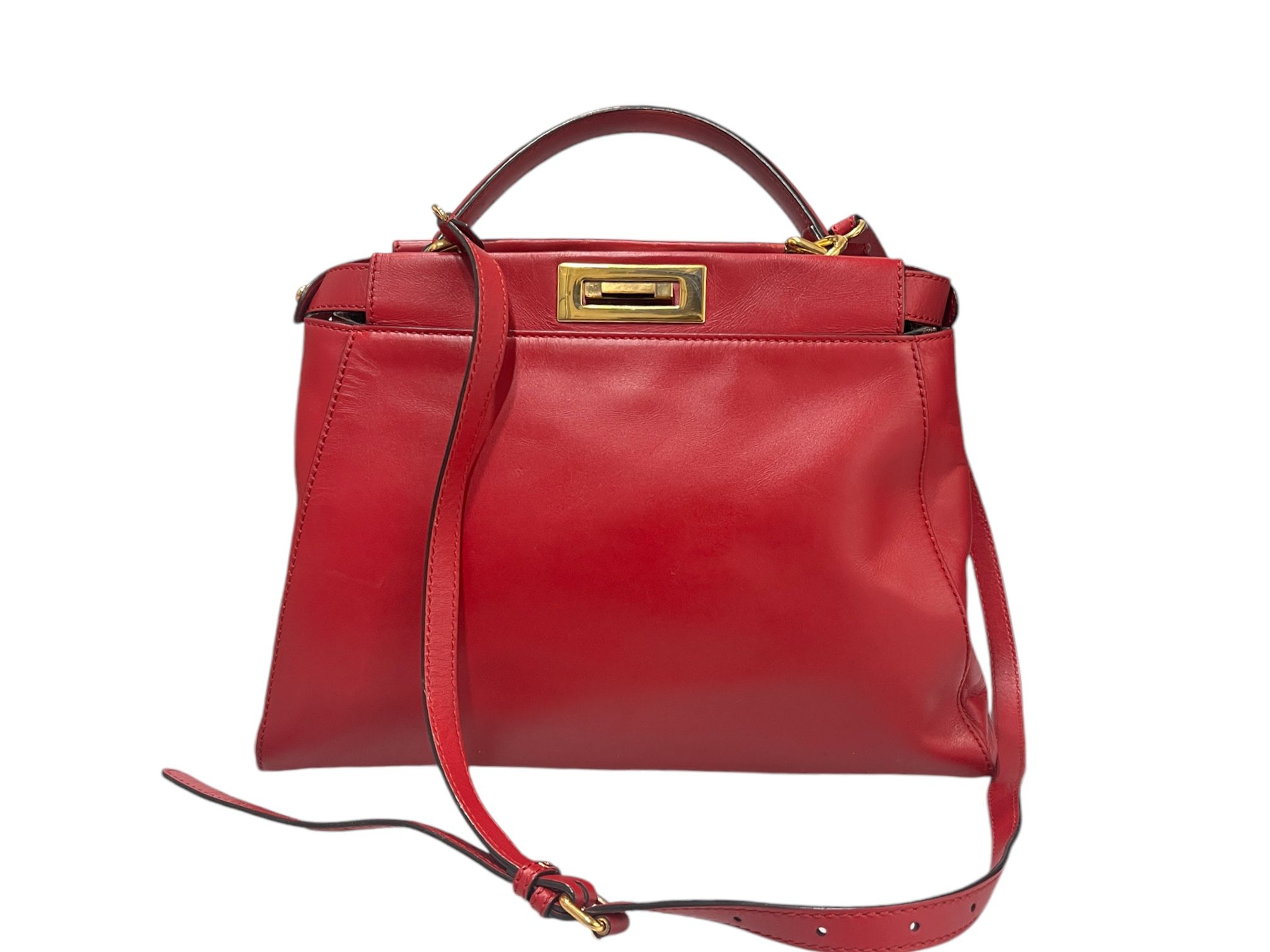 福袋 バースデイ Peekaboo Fendi Medium Hardware Gold with Red 8BN226 Bag 時計