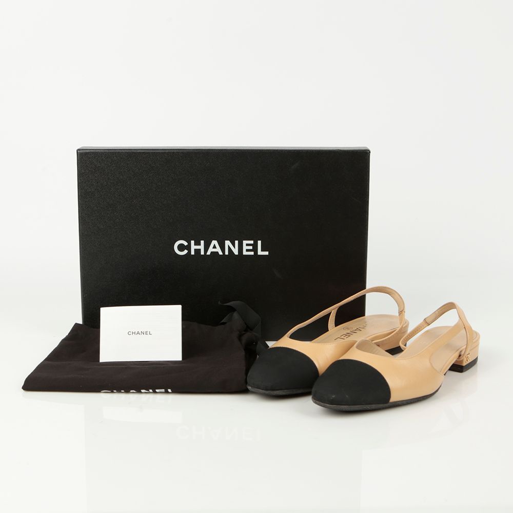 CHANEL Two-Tone Slingback Sandals Size 36.5 G31319 | eBay