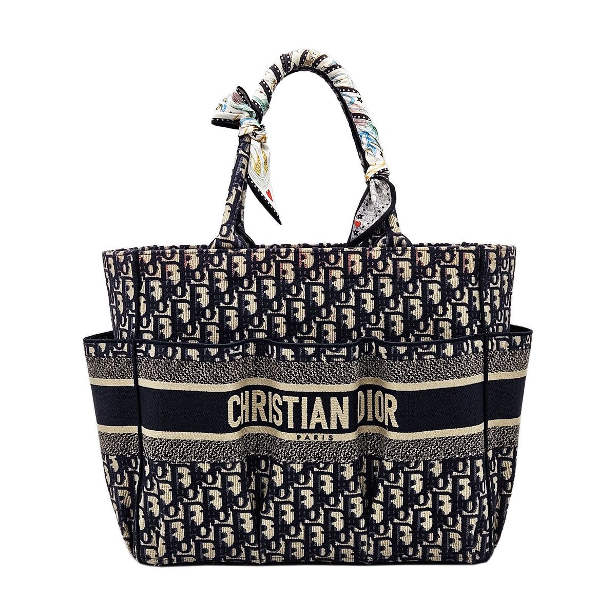 Dior Christian Oblique Jacquard Catherine Blue Tote Bag