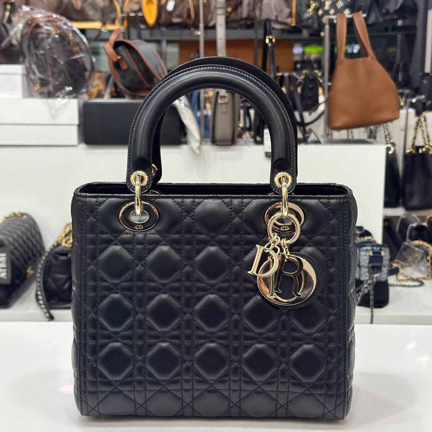 Dior Lady Medium Black Gold M0565 124776381 | eBay