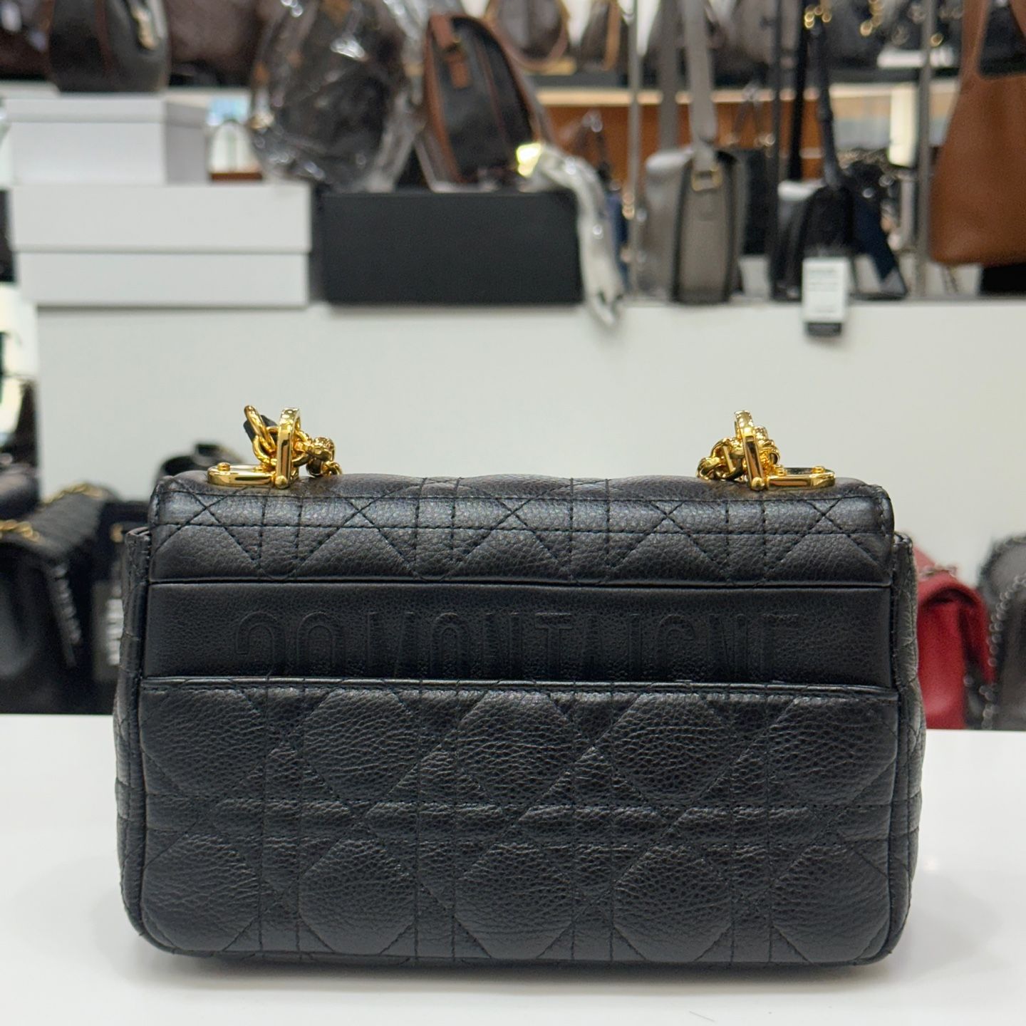 【ヴィンテージ】Rank:B☆Dior BLACK カロ スモール バッグ クリスチャンディオールCARO スモールバッグ ブラック/ホワイト