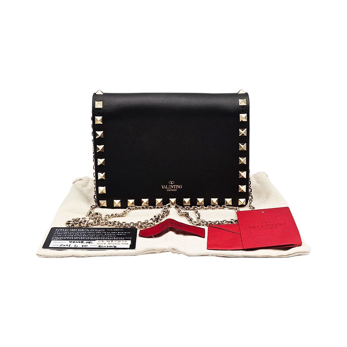 Valentino Mini Black Rockstud Chain Crossbody Bag PW2P0249