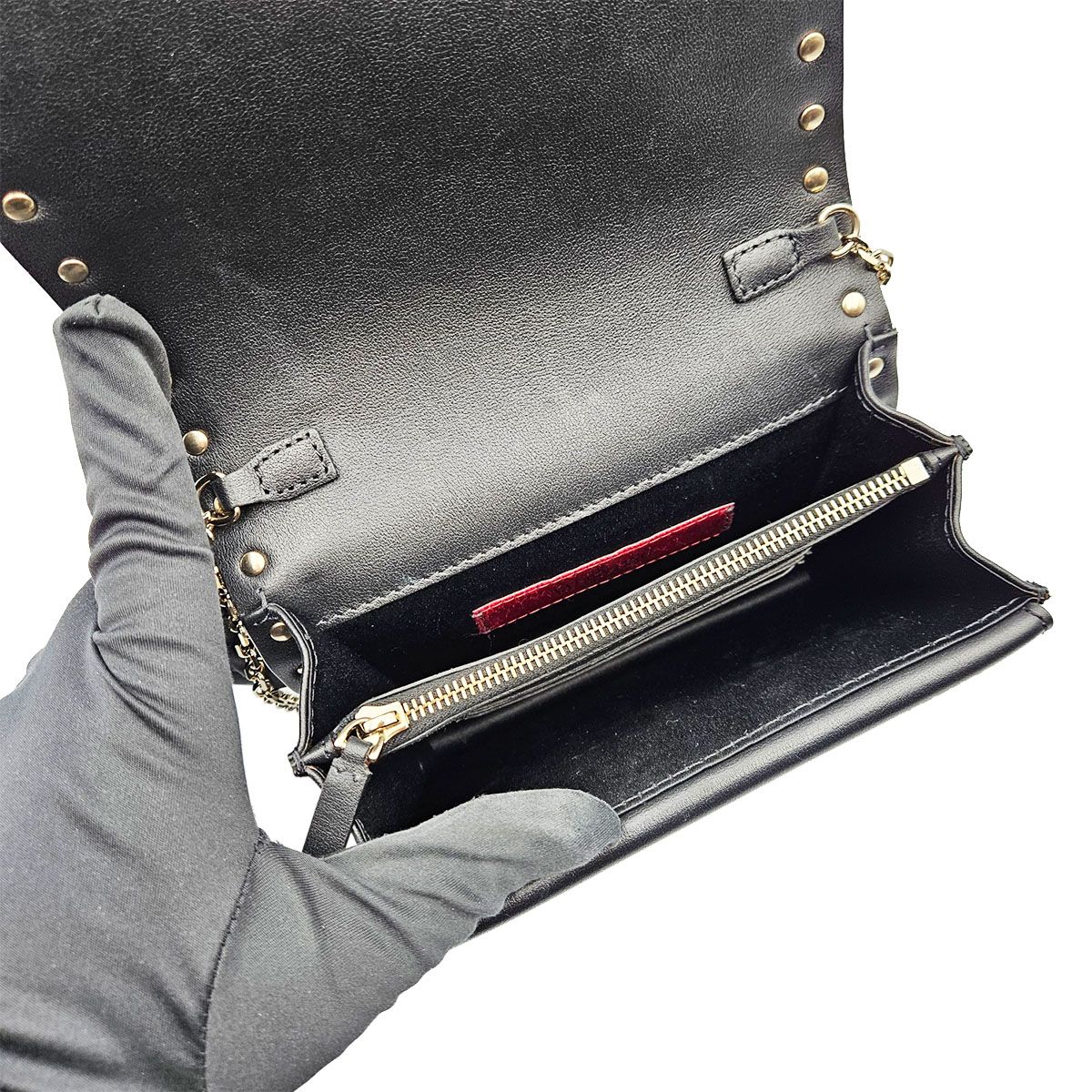 Valentino Mini Black Rockstud Chain Crossbody Bag PW2P0249