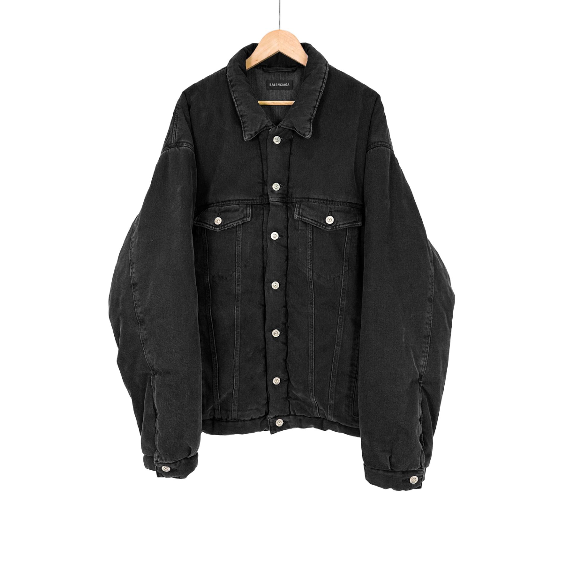 Balenciaga Men's Padded Japanese Denim Jacket Black 44
