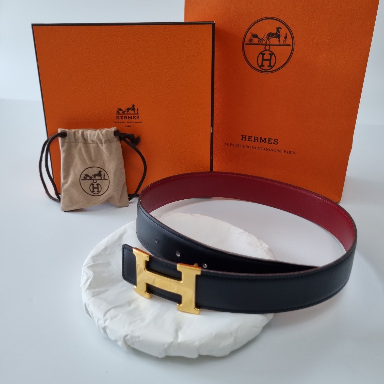 Hermes Women's Belt with Gold H Logo 502-26 128587654 | eBay