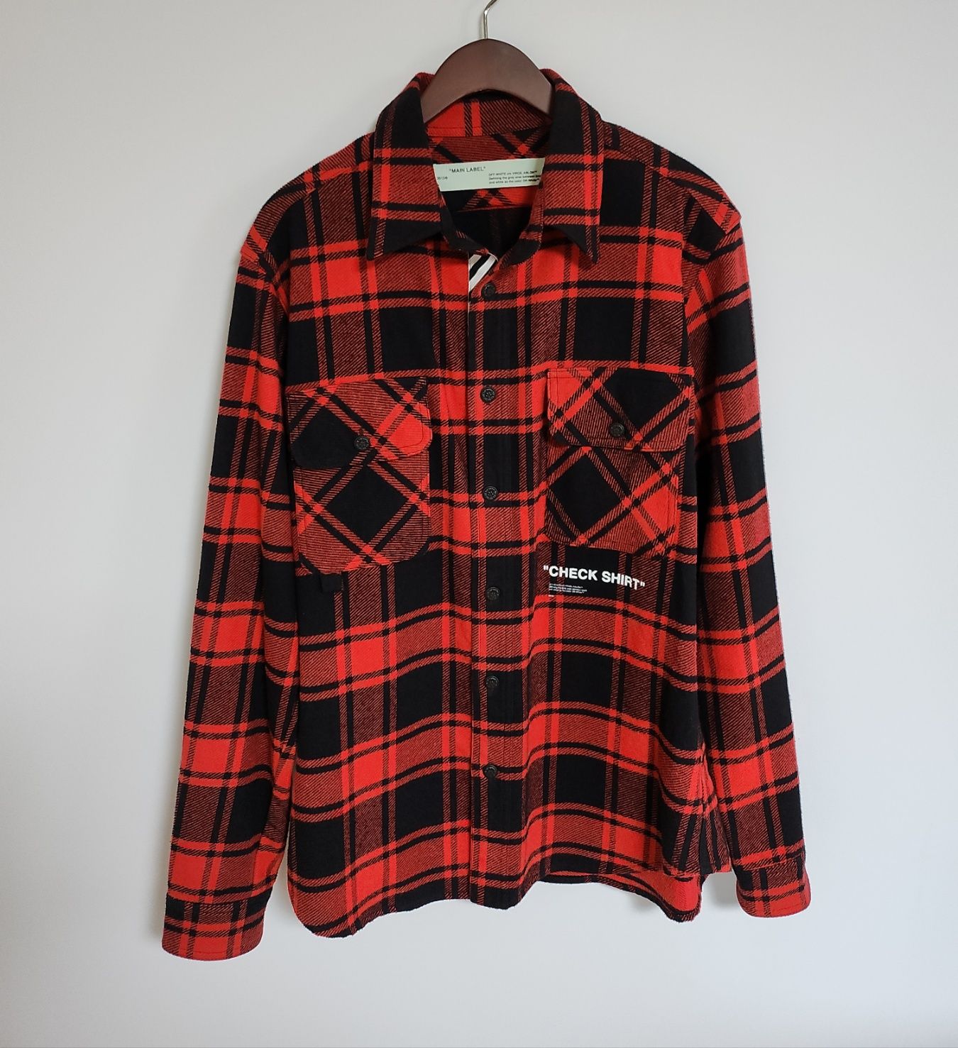 Off White Red Flannel Men's Shirt Jacket OMGA060E18A27010