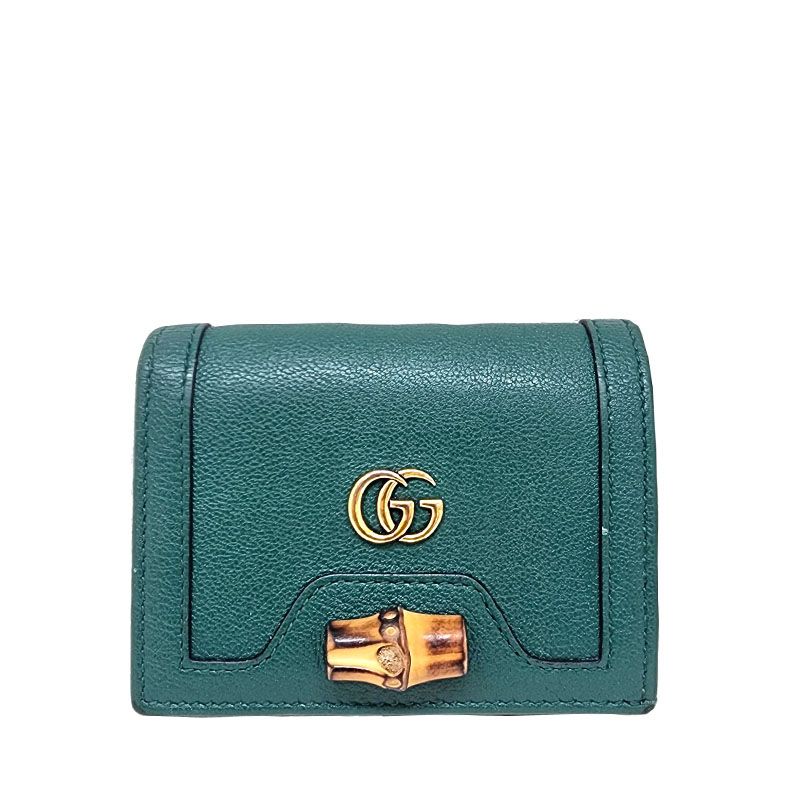 【国内発送】GUCCI グッチ DIANA ミニウォレット 658244 GUCCI Diana Small Bamboo Leather Card Case Wallet Black 658244
