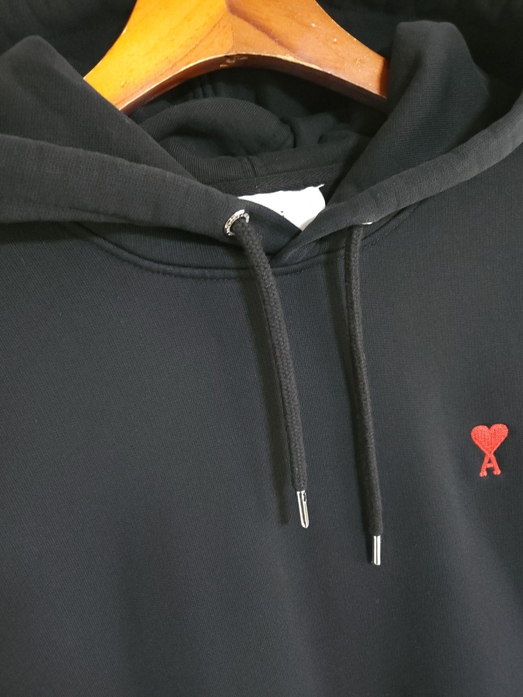 AMI Black Small Heart Embroidery Men's Hoodie 730 132516737
