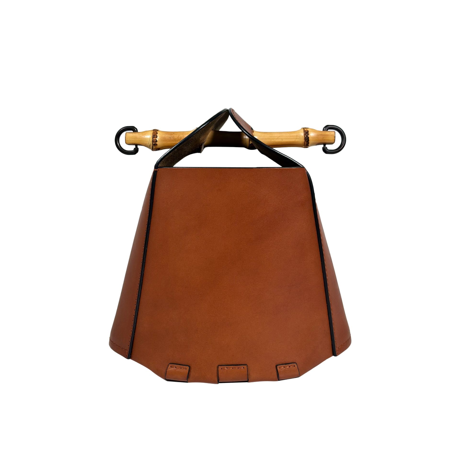完璧わいふによる Loewe Tan Bag Bucket Crossbody Handle Top Leather Bamboo 帽子