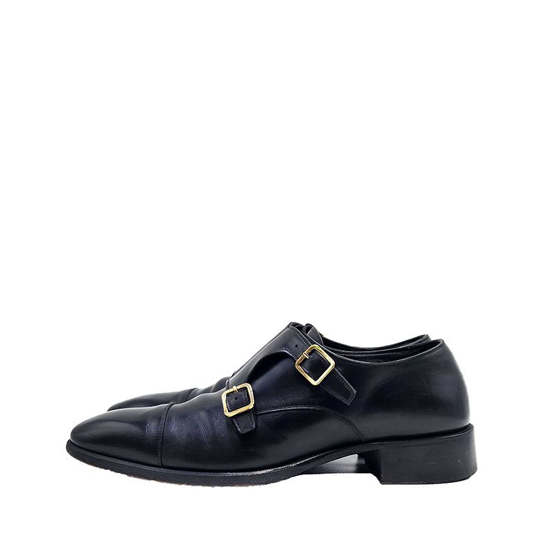 Tom Ford Double Monk Strap Shoes Black 8.5 J1187 132724221