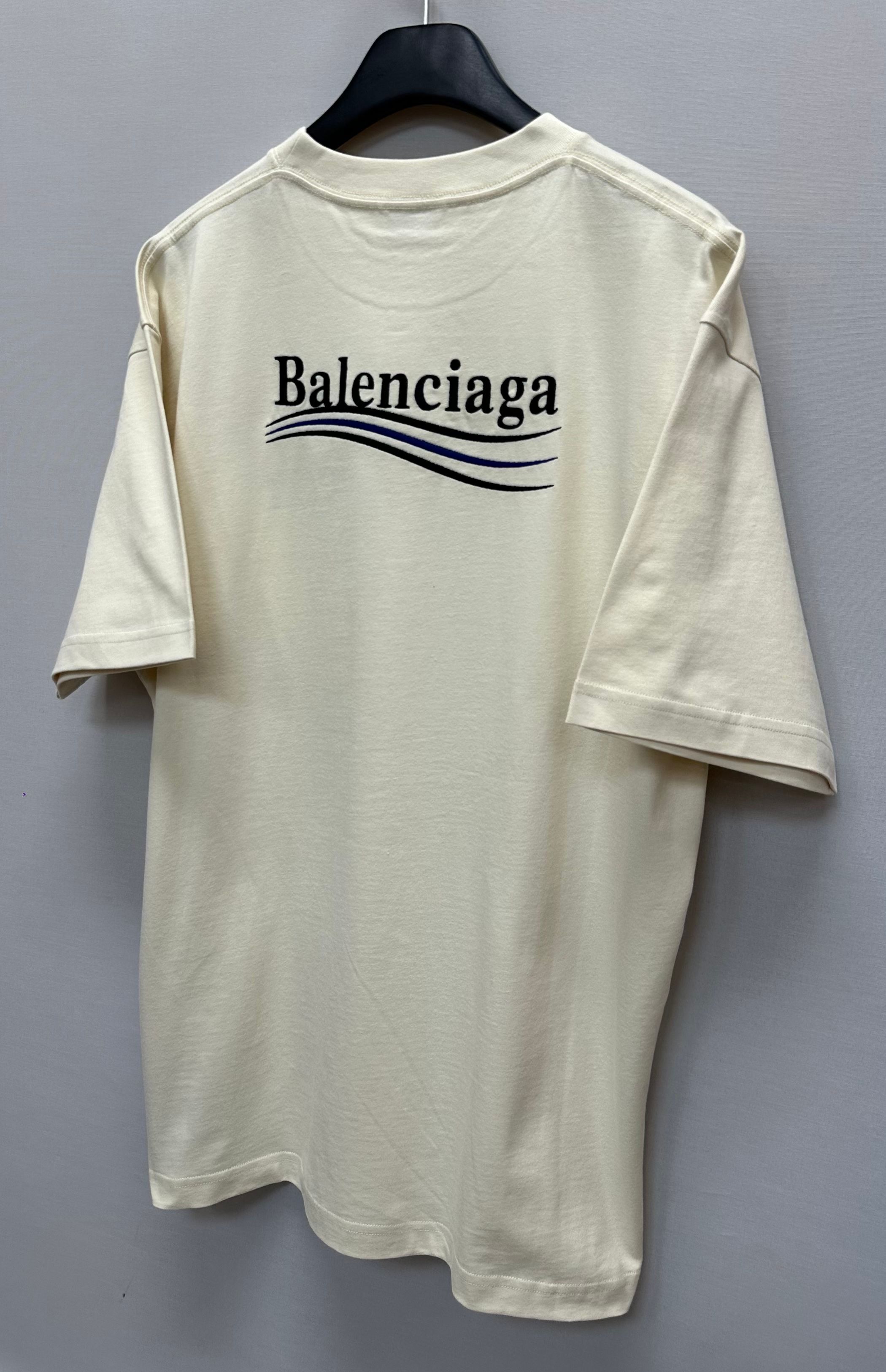 Balenciaga Embroidered Logo Wave Political Campaign T-Shirt