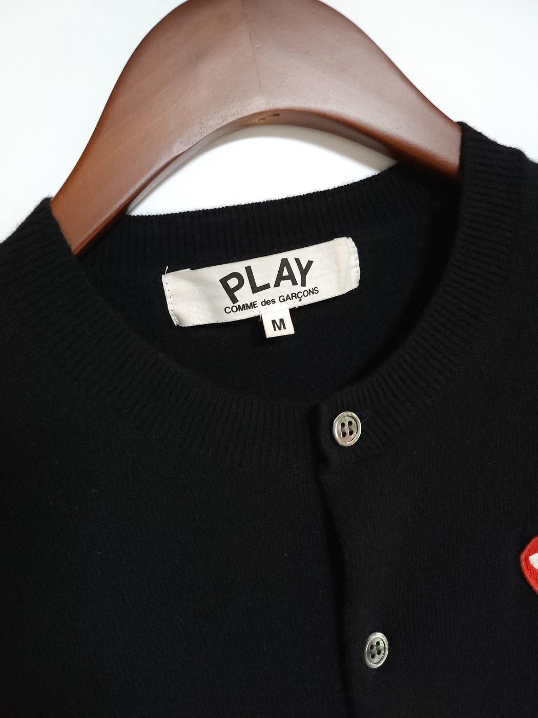 Comme Des Garcons Black Red Patch Women Cardigan AZ-N007