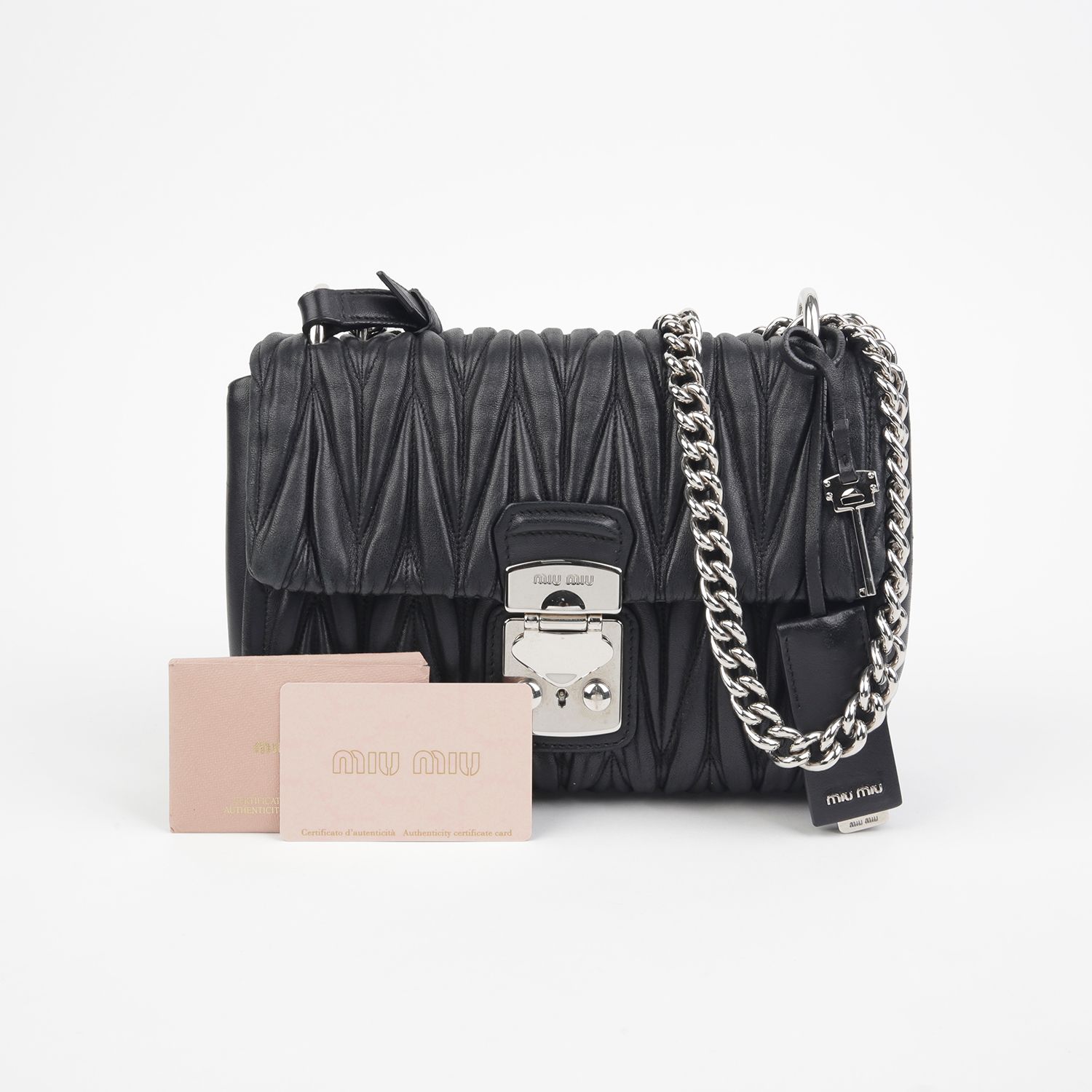 Miu Miu 5BD002 Matelassé Chain Shoulder Crossbody Bag
