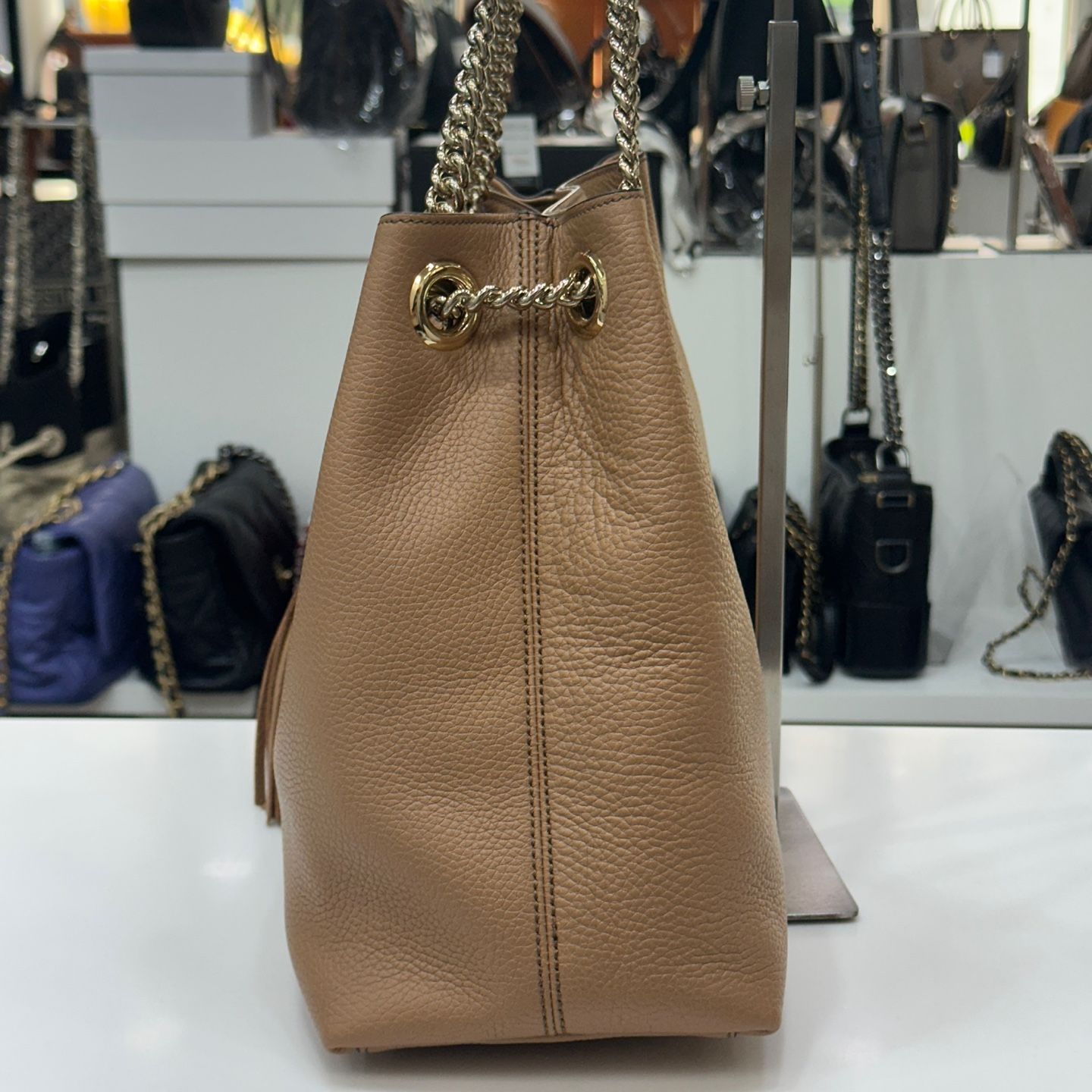 Gucci Interlocking Soho Tassel Shoulder Bag Beige 308982