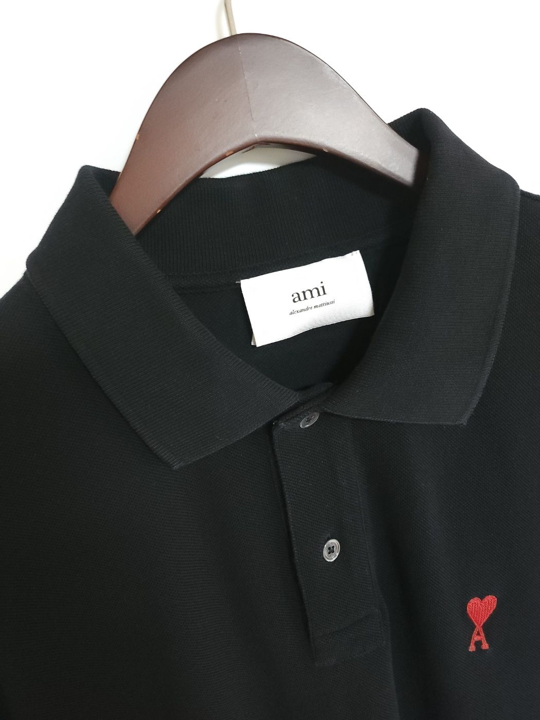 Tシャツ・カットソー Ami Men's Small Heart Logo Polo T-Shirt Black AMI Flocked Heart Logo Tee Black | END. (KR)