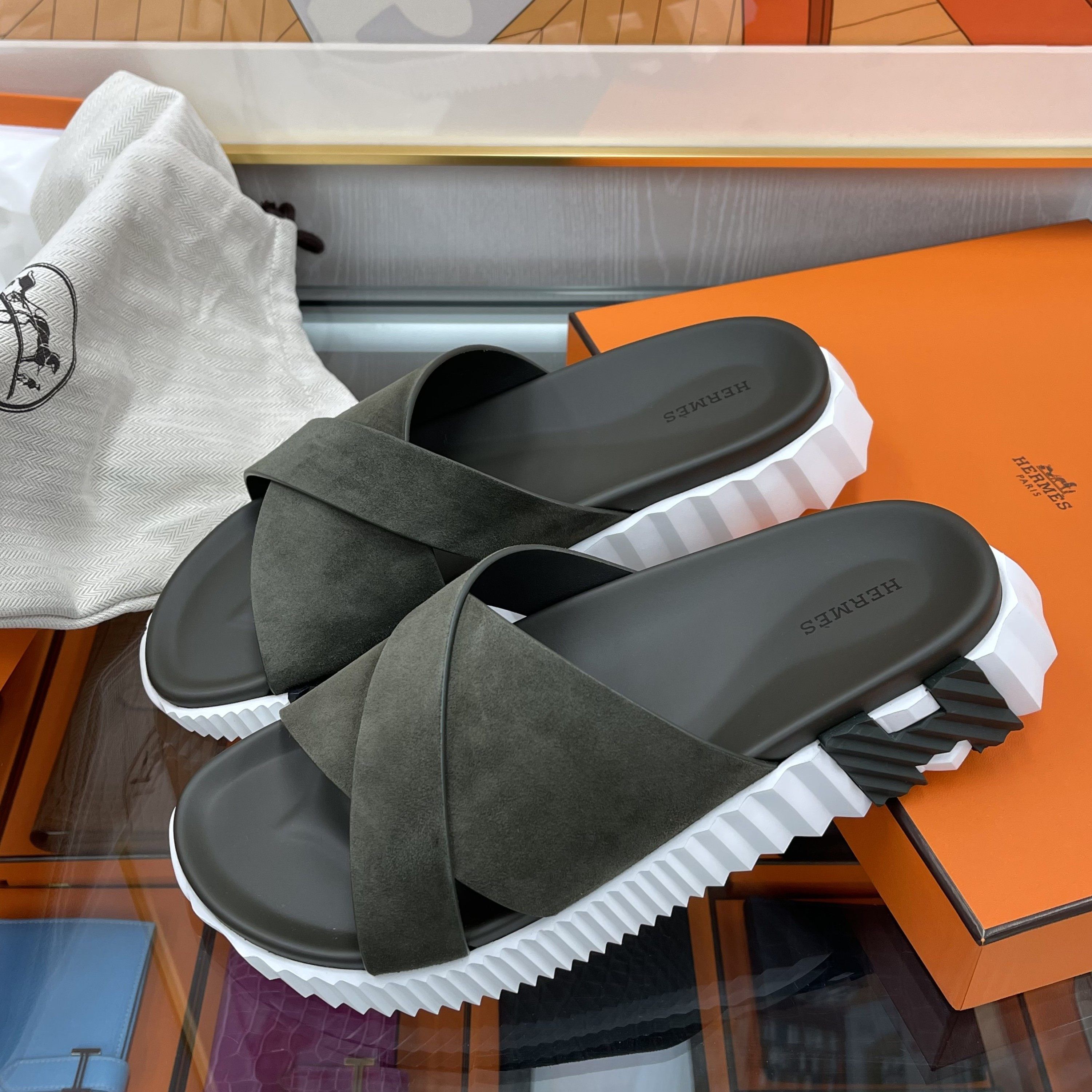 Hermes men’s infra sandal worn once for 30 minutes size 44 100% authentic Hermes Beige Suede Infra Sandals Size 45 Hermes | TLC main image 4