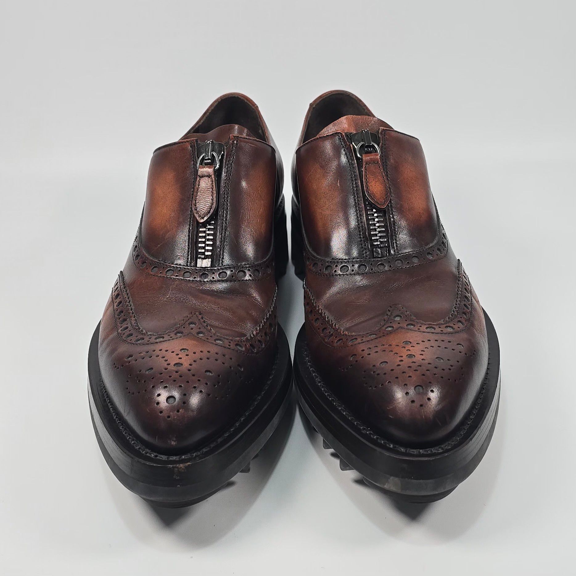 Prada Shark Sole Center Zip Wing Tip Shoes 142018763 | eBay display picture 2