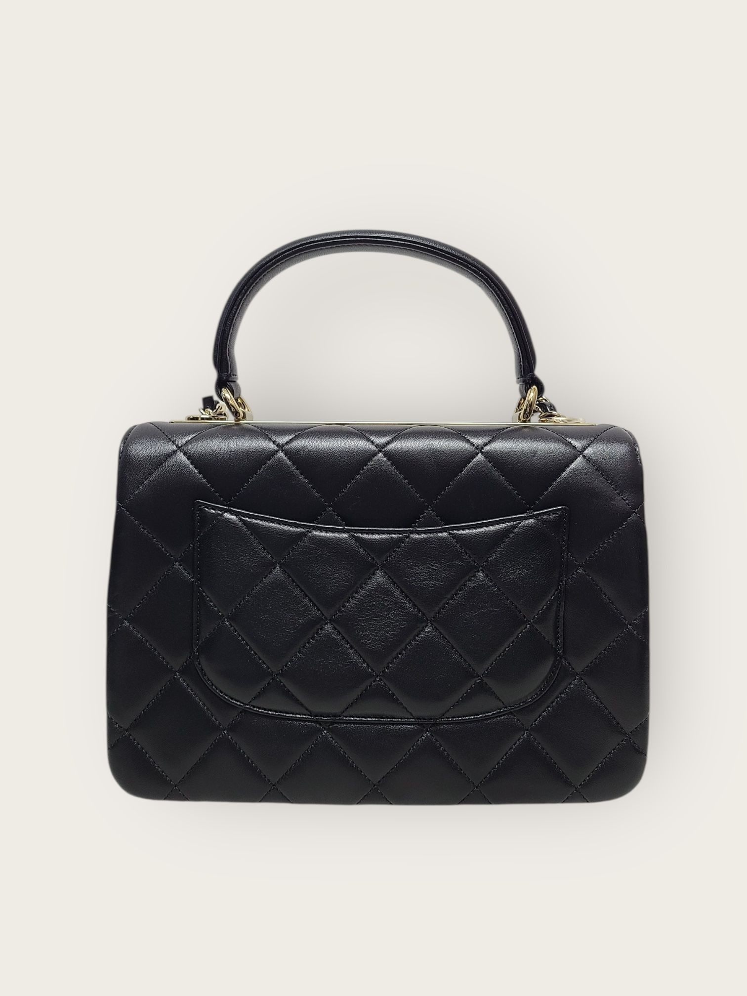 CHANEL Black Lamb Champagne Gold Trendy CC Small Interior Chip