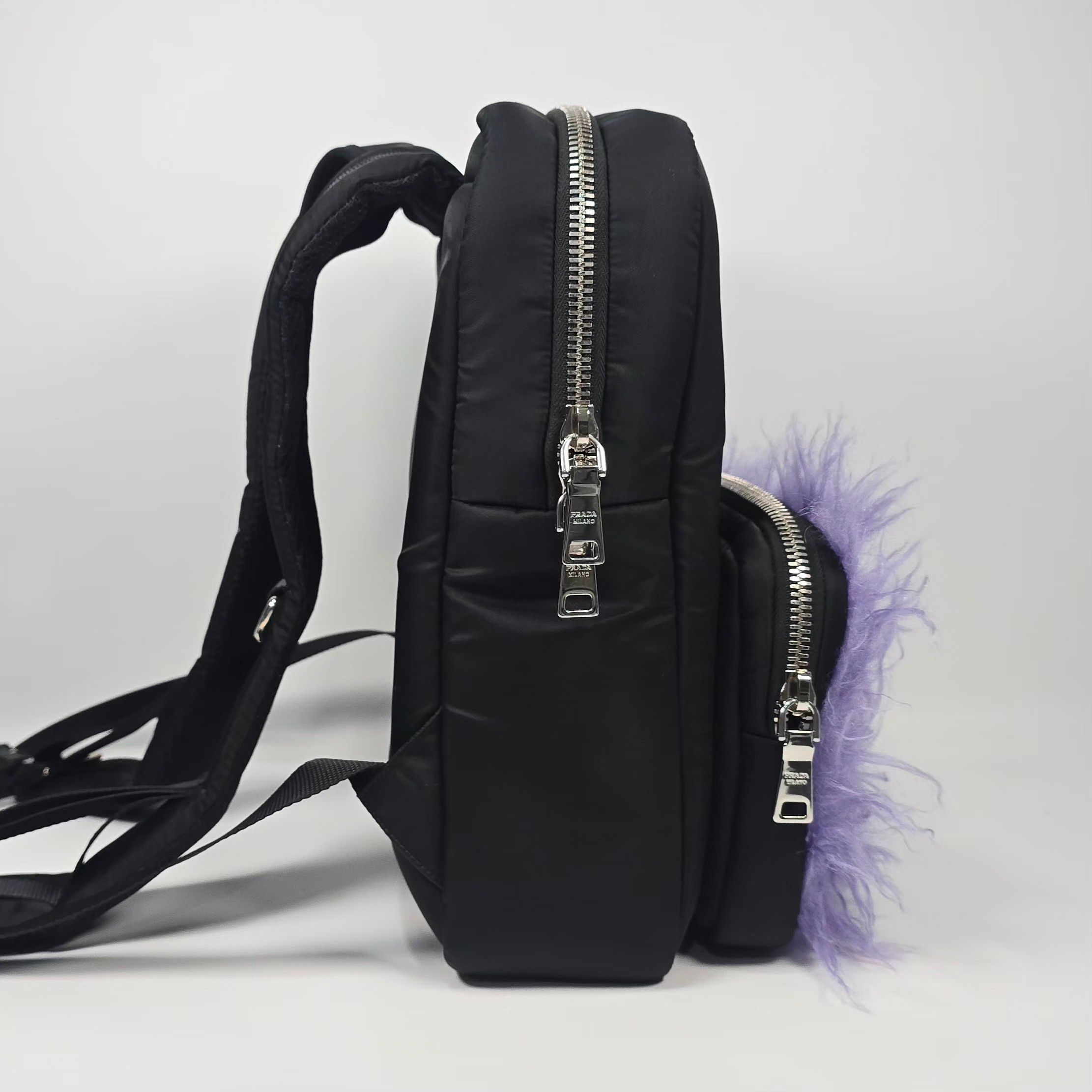 Prada Frankenstein Backpack 2VZ043 Black Purple Nylon Fur Women\'s PRADA $_32.JPG?set_id=880000500F main image 2