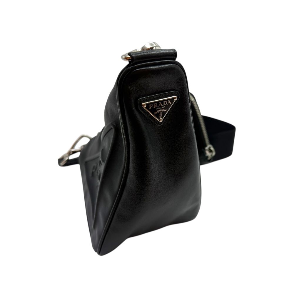Prada Triangle Logo Shoulder Crossbody Bag 1BH190 Black 150951346