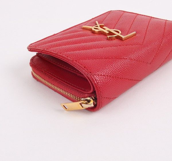 Saint Laurent Monogram Gold-Tone Red Wallet 403723 19429531