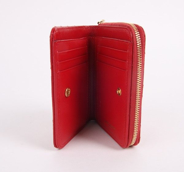 Saint Laurent Monogram Gold-Tone Red Wallet 403723 19429531