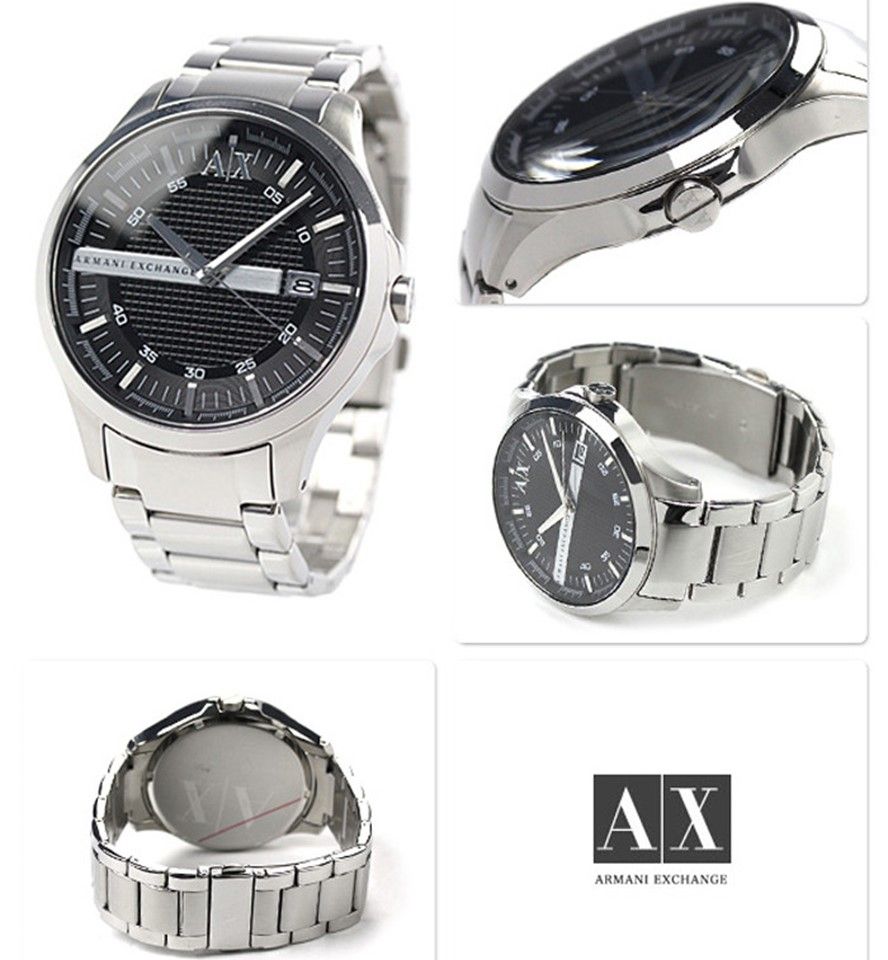 익스체인지 남성 시계 블랙 실버 메탈 워치 46MM AX2103
