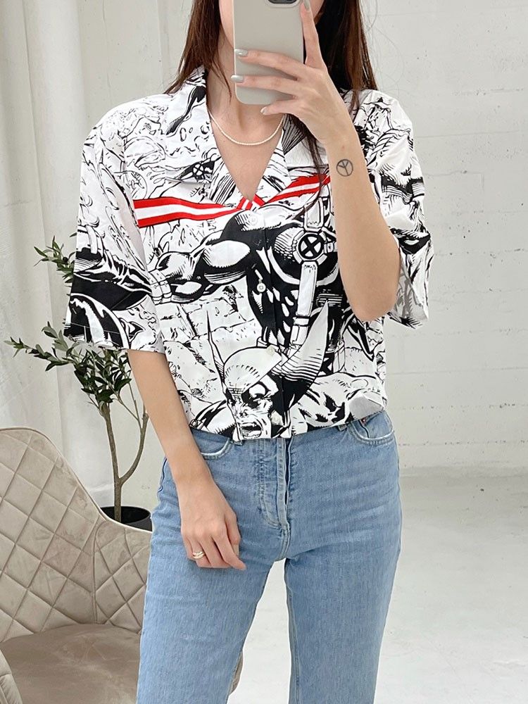 X 마블 콜라보 엑스맨 리조트 남녀공용 반팔 셔츠 BU00172 6653251937