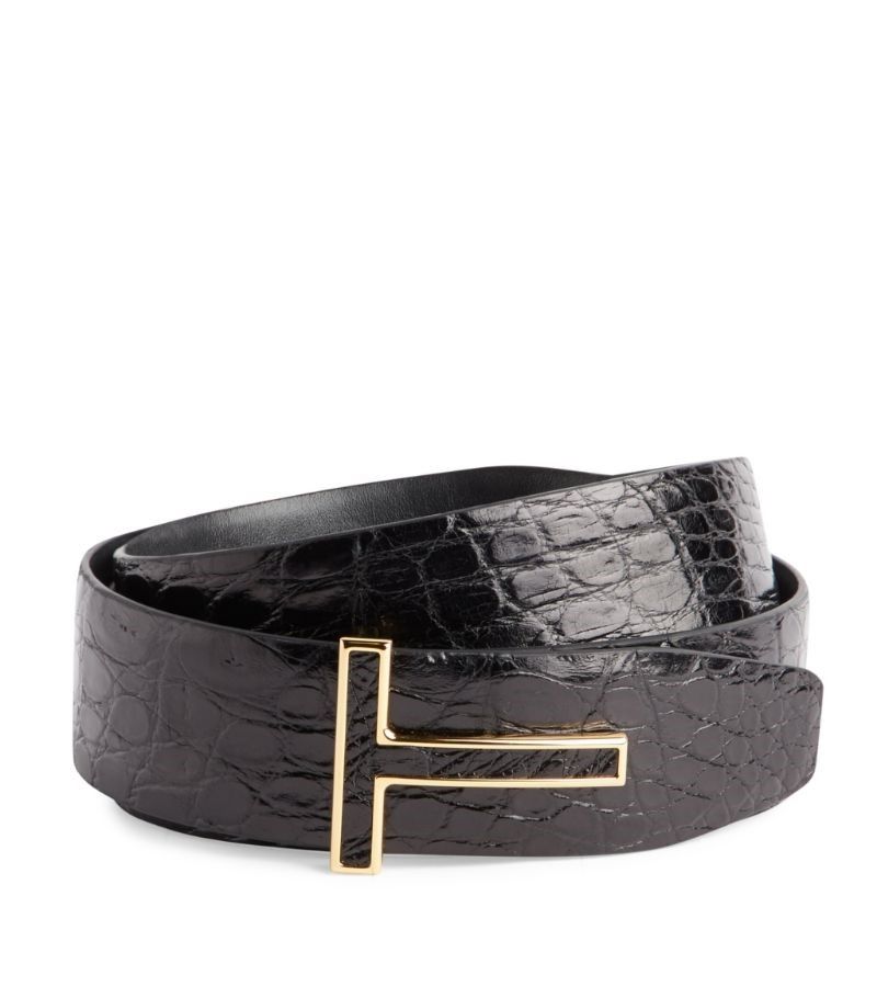 톰포드-블랙 가죽 벨트 TOM FORD black Crocodile Leather Belt | Harrods UK 16676888 |  트렌비