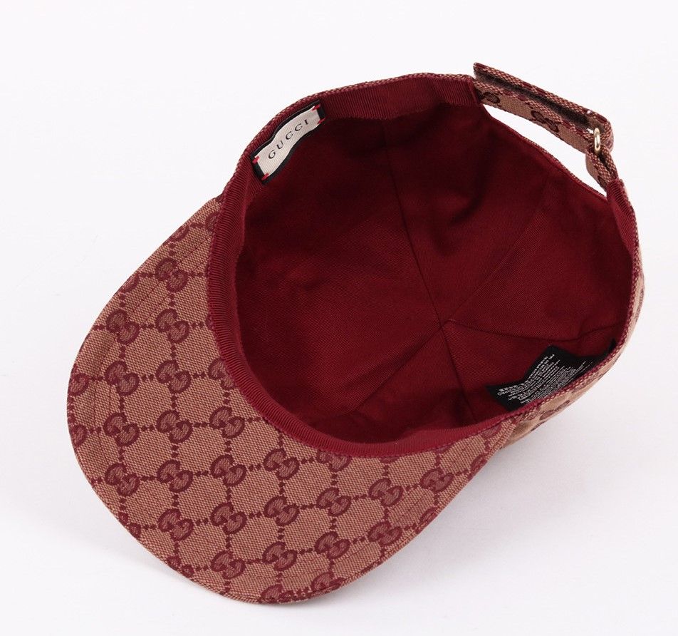 Gucci Red Cap with Brown Interior GUCCI NY YANKEES BASEBALL CAP EMBROIDERED BUTTERFLY APPLIQUE  main image 3
