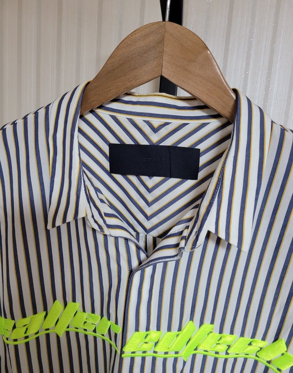 juju様 Juun.j Striped Fluorescent Lettering Oversized Shirt 44