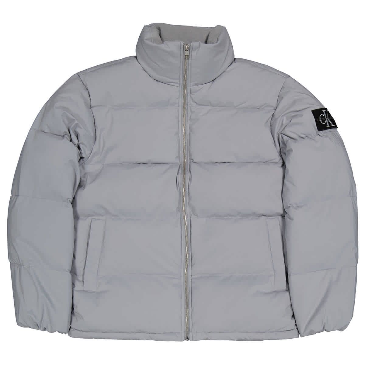 캘빈클라인-남성 그레이 자수 로고 다운 패딩 자켓 Mens Grey Embroidered Logo Down Jacket  J319385-Ps8 | 트렌비