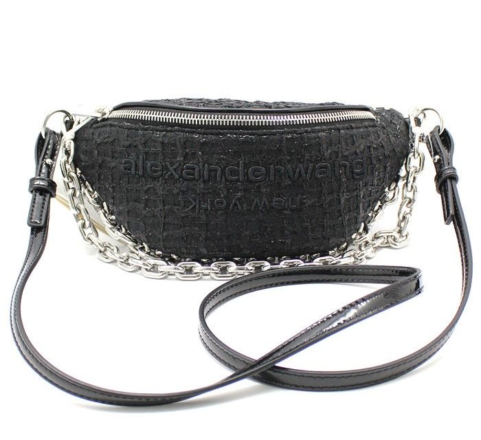 Alexander Wang Black Tweed Attica Hybrid Fanny Pack SKU123