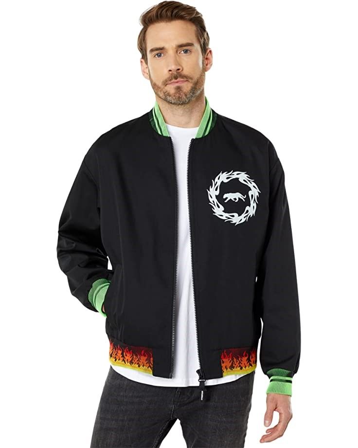 저스트카발리-Just Cavalli Idenity Logo Print Nylon Bomber | TRENBE