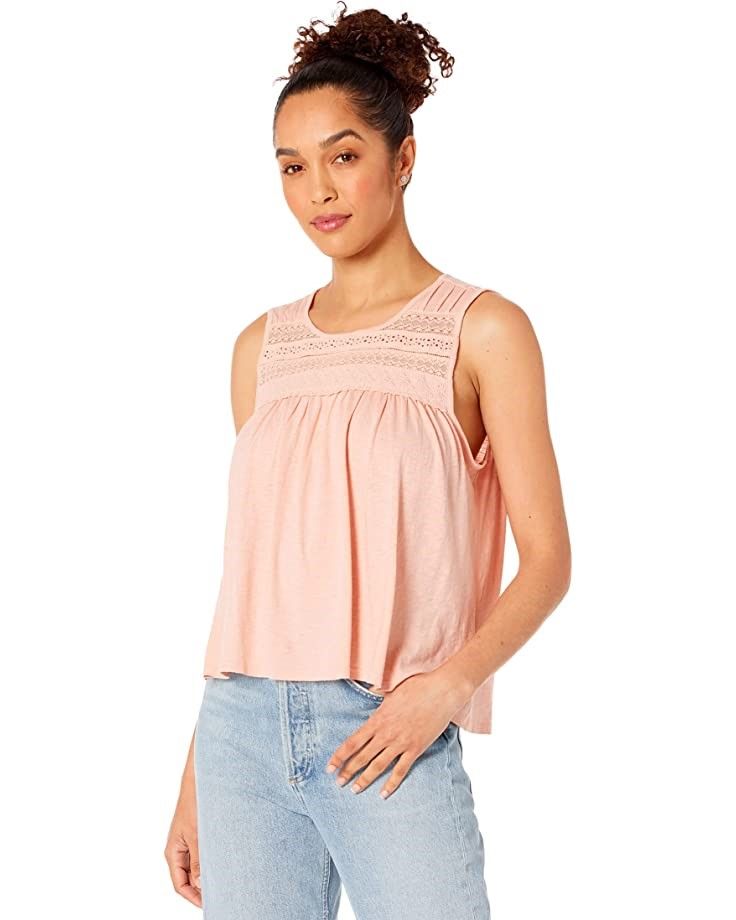 Lucky Brand Square Neck Embroidered Tank