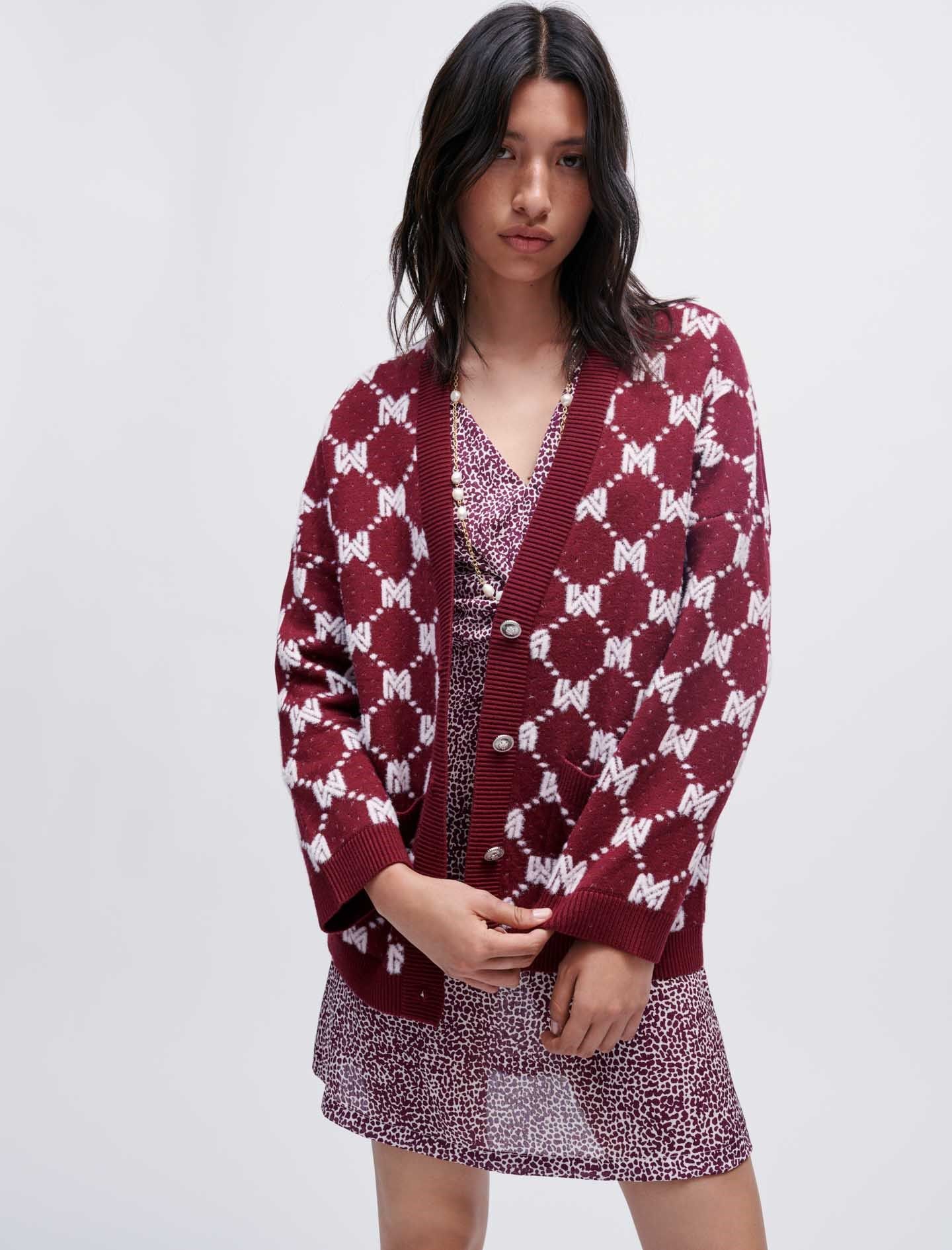 자카드 니트 가디건 122MAISANI Jacquard knit cardigan MFPCA00294 Burgundy