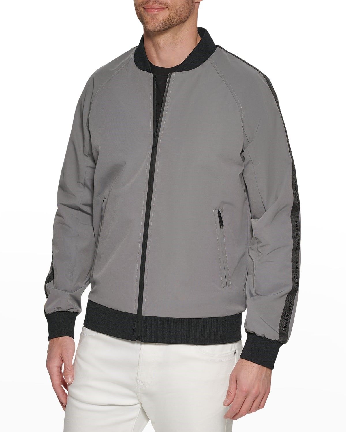 칼라거펠트-남성 봄버 자켓 Mens Logo-Tape Bomber Jacket prod251510092GRY/BLK | 트렌비 칼라거펠트-남성 봄버 자켓 Mens... 