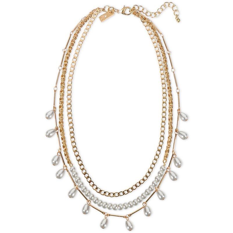 아이앤씨인터내셔널컨셉트-믹스 스톤 목걸이 Silver-Tone Multicolor Mixed Stone Holly All-Around Statement Necklace, 17 + 3... 
