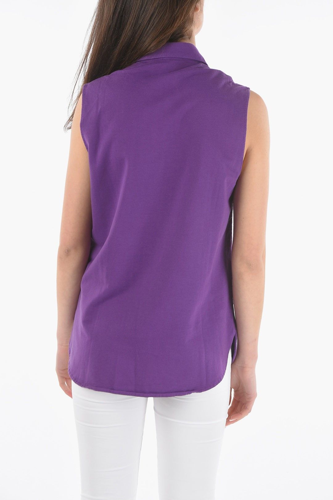 코튼 민소매 맥시 셔츠 더블 포켓 Cotton Sleeveless Maxi Shirt with Double Breast Pockets 466153