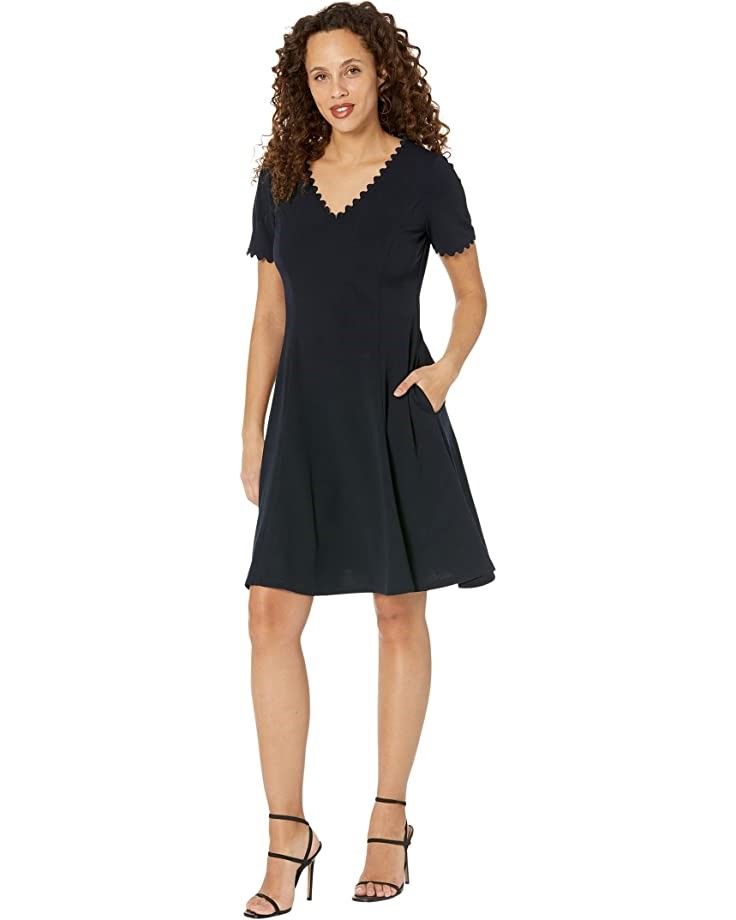런던 슬리브 에이라인 미니 드레스 트리밍 Maggy London 3/4 Sleeve A-Line Mini Dress with Trim  9733225187370